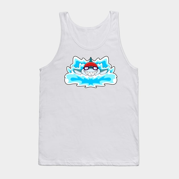 Shark at Swimming with Swimming goggles Tank Top by Markus Schnabel
